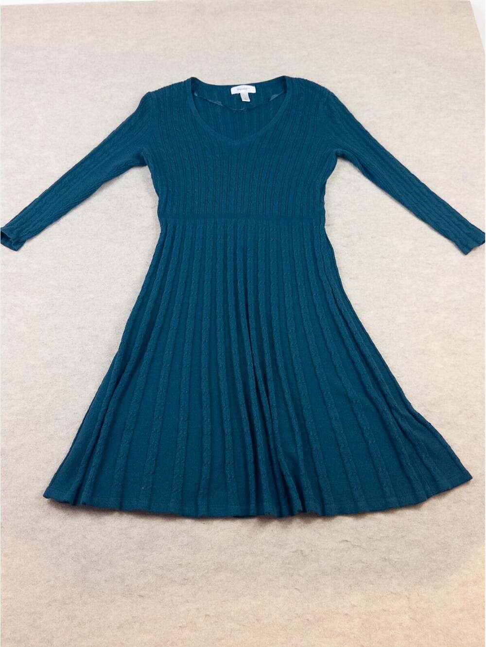 dressbarn Women's Cable Knit Fit & Flare Dress XL Teal Blue